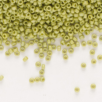 15-4697 - 15/0 - Miyuki - Opaque Matte Rainbow Seaweed Green - 8.2gms Vial Glass Round Seed Beads