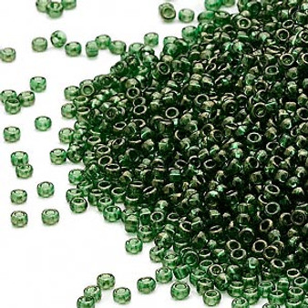 15-306 - 15/0 - Miyuki - Translucent Gold Luster Green - 35gms Glass Round Seed Beads