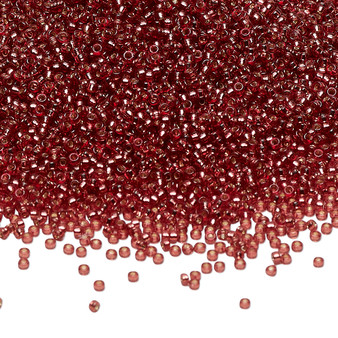 15-4270 - 15/0 - Miyuki - Duracoat Transparent Silver Lined Dusty Red - 8.2gms Vial Glass Round Seed Beads