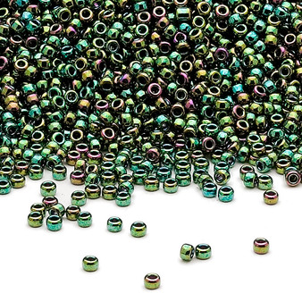 15-465 - 15/0 - Miyuki - Opaque Metallic Rainbow Green - 35gms Glass Round Seed Beads