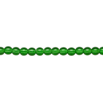 4mm - Czech - Transparent Emerald Green - Strand (16") - Glass Druk Round Bead