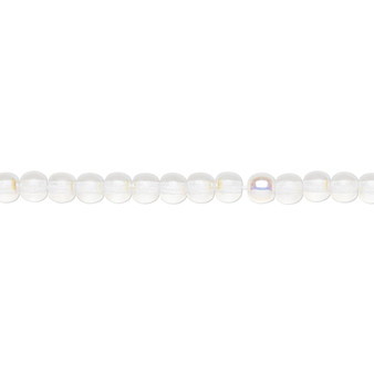 4mm - Czech - Transparent Clear AB - Strand (16") - Glass Druk Round Bead