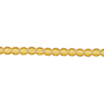 4mm - Czech - Transparent Honey - Strand (16") - Glass Druk Round Bead