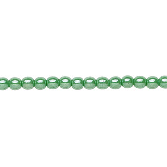 4mm - Czech - Opaque Green Luster - Strand (16") - Glass Druk Round Bead