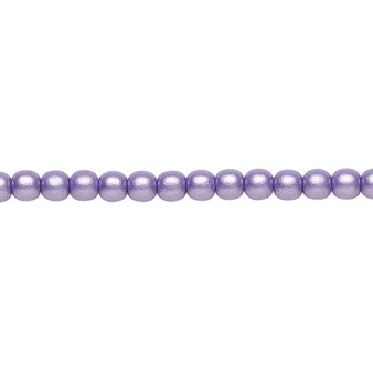 4mm - Czech - Opaque Satin Purple - Strand (16") - Glass Druk Round Bead
