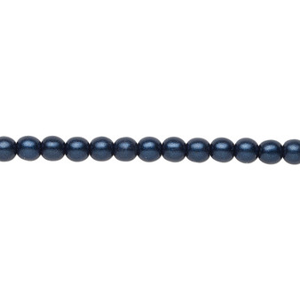 4mm - Czech - Opaque Satin Dark Blue - Strand (16") - Glass Druk Round Bead