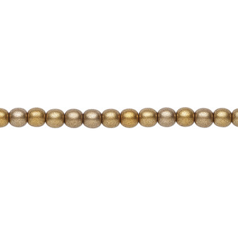 4mm - Czech - Opaque Metallic Satin Bronze Tone - Strand (16") - Glass Druk Round Bead