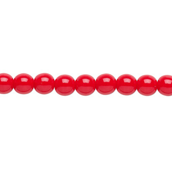 6mm - Czech - Opaque Red - Strand (16") - Glass Druk Round Bead