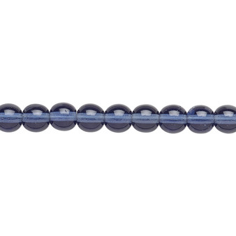 6mm - Czech - Transparent Montana Blue - Strand (16") - Glass Druk Round Bead