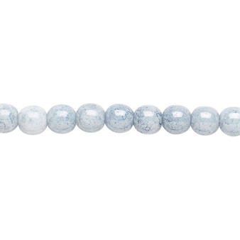 6mm - Czech - Light Blue Granite - Strand (16") - Glass Druk Round Bead