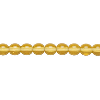 6mm - Czech - Transparent Honey - Strand (16") - Glass Druk Round Bead