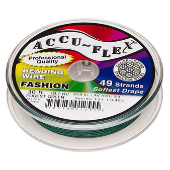 49-Strand 0.019" - Accu-Flex® - Forest Green - 30 Foot spool - Nylon & Stainless Steel Beading Wire