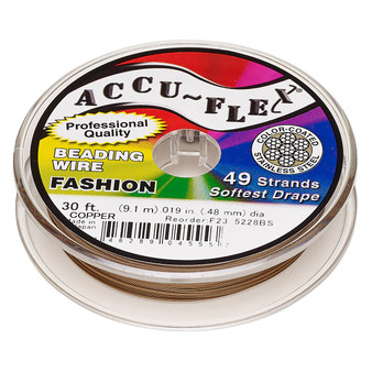 49-Strand 0.019" - Accu-Flex® - Copper - 30 Foot spool - Nylon & Stainless Steel Beading Wire