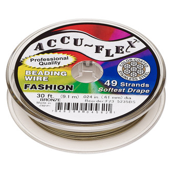 49-Strand 0.024" - Accu-Flex® - Bronze - 30 Foot spool - Nylon & Stainless Steel Beading Wire