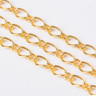 3 metres of Handmade Iron Mother & Son Chain (3.5x6mm & 2.5x3mm) 0.6mm thick (Gold)