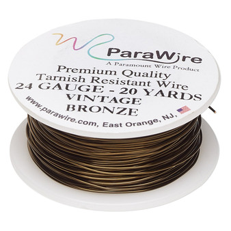Wire, ParaWire™, vintage bronze-finished copper, round, 24 gauge. Sold per 20-yard spool.