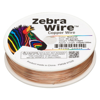 1 x reel of Zebra Wire round - 26 guage (115 yards, 105 metres) Copper