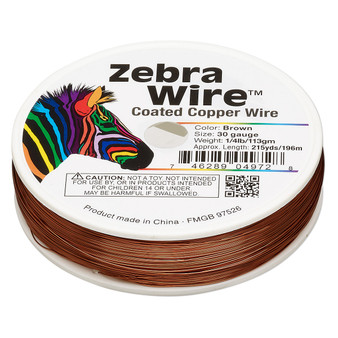 1 x reel of Zebra Wire round - 30 guage (215 yards, 196 metres) Brown