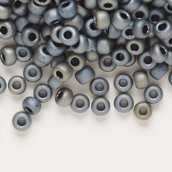 6-2002 - 6/0 - Miyuki - Opaque Matte Metallic Silver Grey - 25gms - Glass Round Seed Bead
