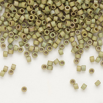 DB0372 - 11/0 - Miyuki Delica - Opaque Matte Gold Luster Rainbow Blue Green - 50gms - Cylinder Seed Bead