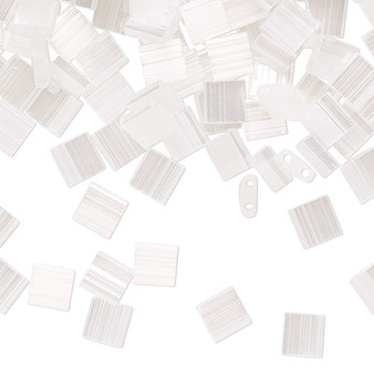 TL2548 - Miyuki Tila - Semi-Transparent Silk Luster White Pearl - 10gms - Two Hole Square glass beads