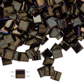 TL458 - Miyuki Tila - Opaque Metallic Rainbow Dark Olive - 10gms - Two Hole Square glass beads
