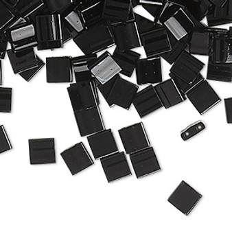 TL401 - Miyuki Tila - Opaque Black - 40gms - Two Hole Square glass beads