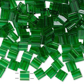 TL146 - Miyuki Tila - Transparent Pistachio - 40gms - Two Hole Square glass beads