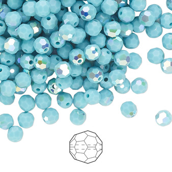 4mm - Preciosa Czech - Turquoise AB - 24pk - Faceted Round Crystal