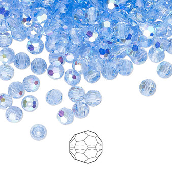 4mm - Preciosa Czech - Light Sapphire AB - 24pk - Faceted Round Crystal