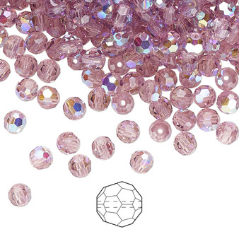 4mm - Preciosa Czech - Light Amethyst AB - 24pk - Faceted Round Crystal