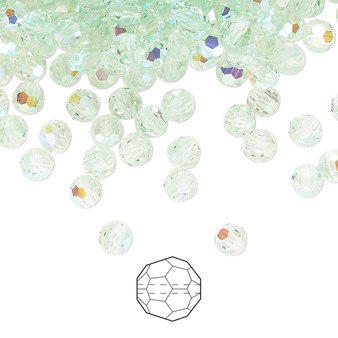 4mm - Preciosa Czech - Chrysolite  AB - 24pk - Faceted Round Crystal