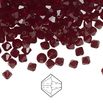 4mm - Preciosa Czech - Garnet - 48pk - Faceted Bicone Crystal
