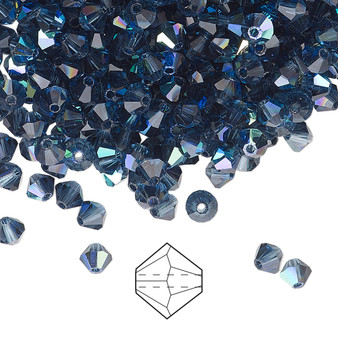 4mm - Preciosa Czech - Montana AB - 48pk - Faceted Bicone Crystal