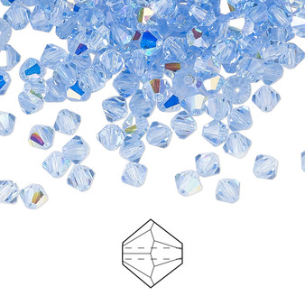 4mm - Preciosa Czech - Light Sapphire AB - 48pk - Faceted Bicone Crystal