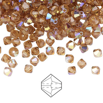 4mm - Preciosa Czech - Light Colorado Topaz AB - 48pk - Faceted Bicone Crystal