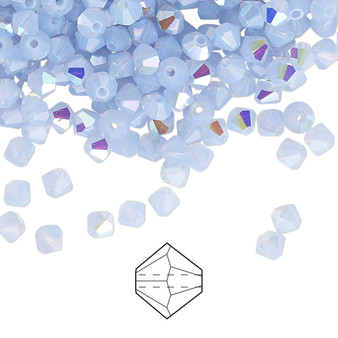 4mm - Preciosa Czech - Light Sapphire Opal AB - 48pk - Faceted Bicone Crystal
