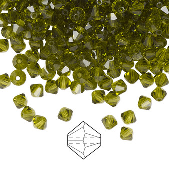 4mm - Preciosa Czech - Olivine - 144pk - Faceted Bicone Crystal