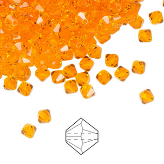 4mm - Preciosa Czech - Sun - 144pk - Faceted Bicone Crystal