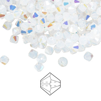 4mm - Preciosa Czech - White Opal AB - 144pk - Faceted Bicone Crystal