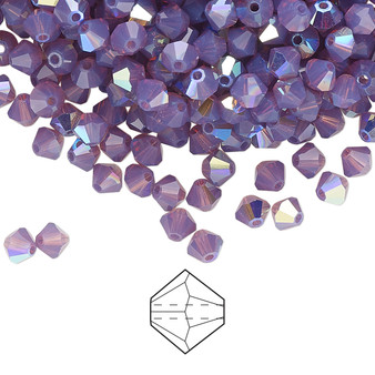 4mm - Preciosa Czech - Amethyst Opal AB - 144pk - Faceted Bicone Crystal