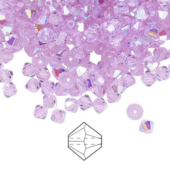 4mm - Preciosa Czech - Violet AB - 144pk - Faceted Bicone Crystal