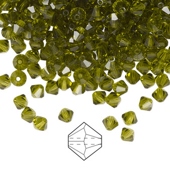 4mm - Preciosa Czech - Olivine - 720pk - Faceted Bicone Crystal