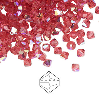 4mm - Preciosa Czech - Indian Pink AB - 720pk - Faceted Bicone Crystal