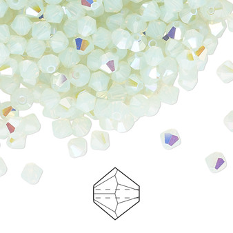 4mm - Preciosa Czech - Chrysolite Opal AB - 720pk - Faceted Bicone Crystal