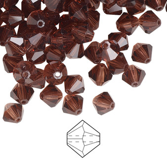 6mm - Preciosa Czech - Light Burgundy - 24pk - Faceted Bicone Crystal