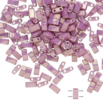 HTL1867 - Miyuki - Opaque Luster Mauve - 5mm x 2.3mm - 10gms (approx 250 beads) - Half Tila Beads (two-hole)