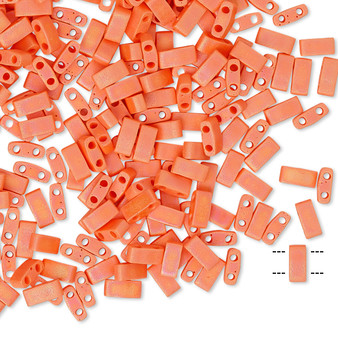 HTL406FR - Miyuki - Opaque Matte Rainbow Orange - 5mm x 2.3mm - 40gms (approx 1000 beads) - Half Tila Beads (two-hole)