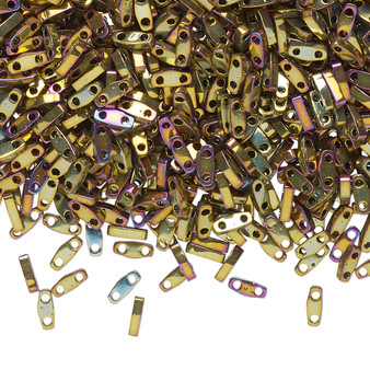 QTL188 - Miyuki - Opaque Metallic Purple Gold Iris - 5mm x 1.2mm - 5gms (approx 250 beads) - Quarter Tila Beads (two-hole)