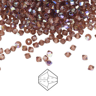 3mm - Preciosa Czech - Light Burgundy AB - 48 pk - Faceted Bicone Crystal